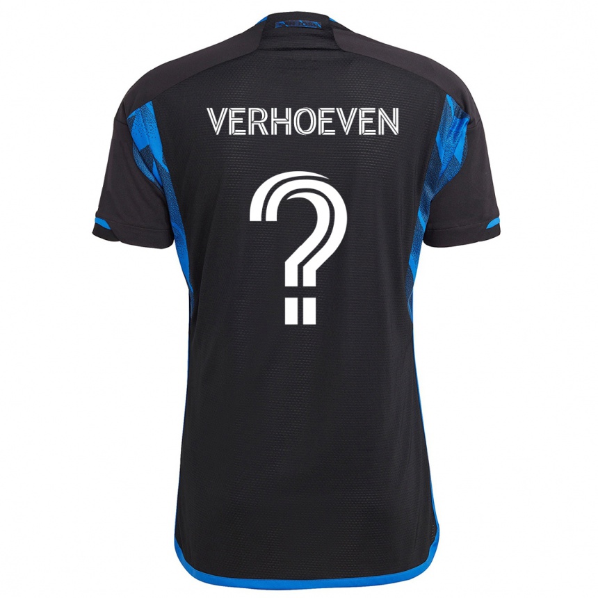 Kids Football Oscar Verhoeven #0 Blue Black Home Jersey 2024/25 T-Shirt Nz