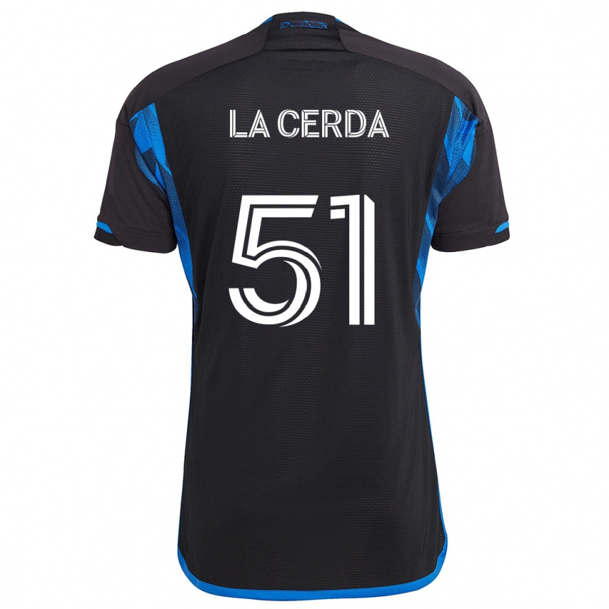 Kids Football Eric De La Cerda #51 Blue Black Home Jersey 2024/25 T-Shirt Nz