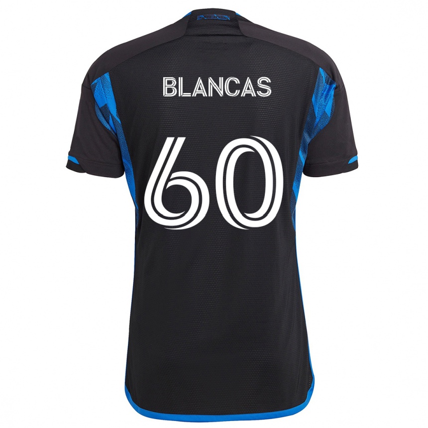 Kids Football Eduardo Blancas #60 Blue Black Home Jersey 2024/25 T-Shirt Nz