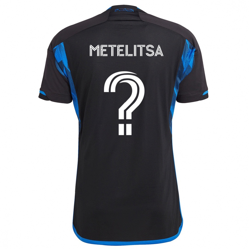 Kids Football Christian Metelitsa #0 Blue Black Home Jersey 2024/25 T-Shirt Nz