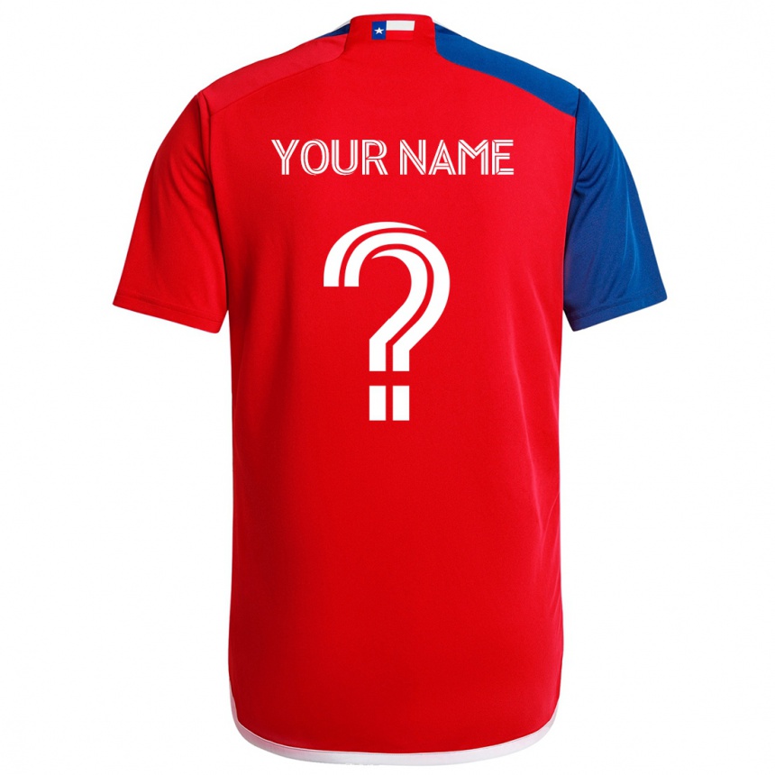 Kids Football Your Name #0 Blue Red Home Jersey 2024/25 T-Shirt Nz