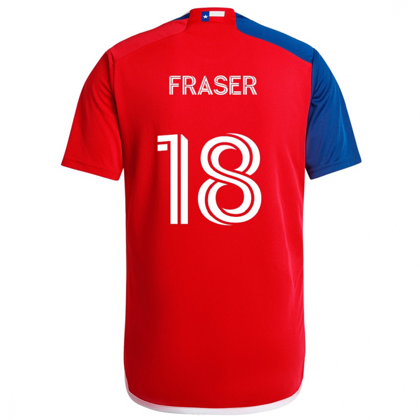 Kids Football Liam Fraser #18 Blue Red Home Jersey 2024/25 T-Shirt Nz