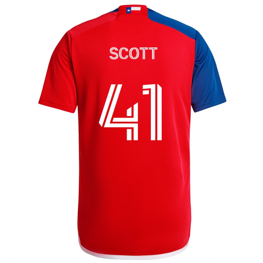 Kids Football Tarik Scott #41 Blue Red Home Jersey 2024/25 T-Shirt Nz