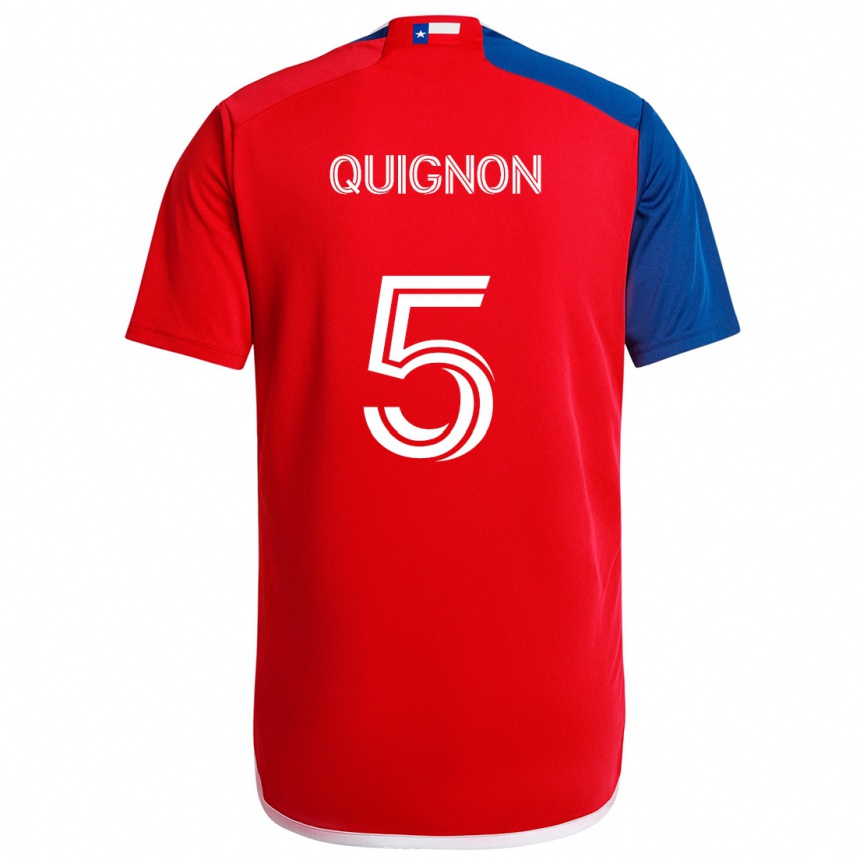 Kids Football Facundo Quignón #5 Blue Red Home Jersey 2024/25 T-Shirt Nz