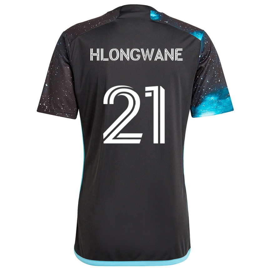 Kids Football Bongokuhle Hlongwane #21 Black Blue Home Jersey 2024/25 T-Shirt Nz