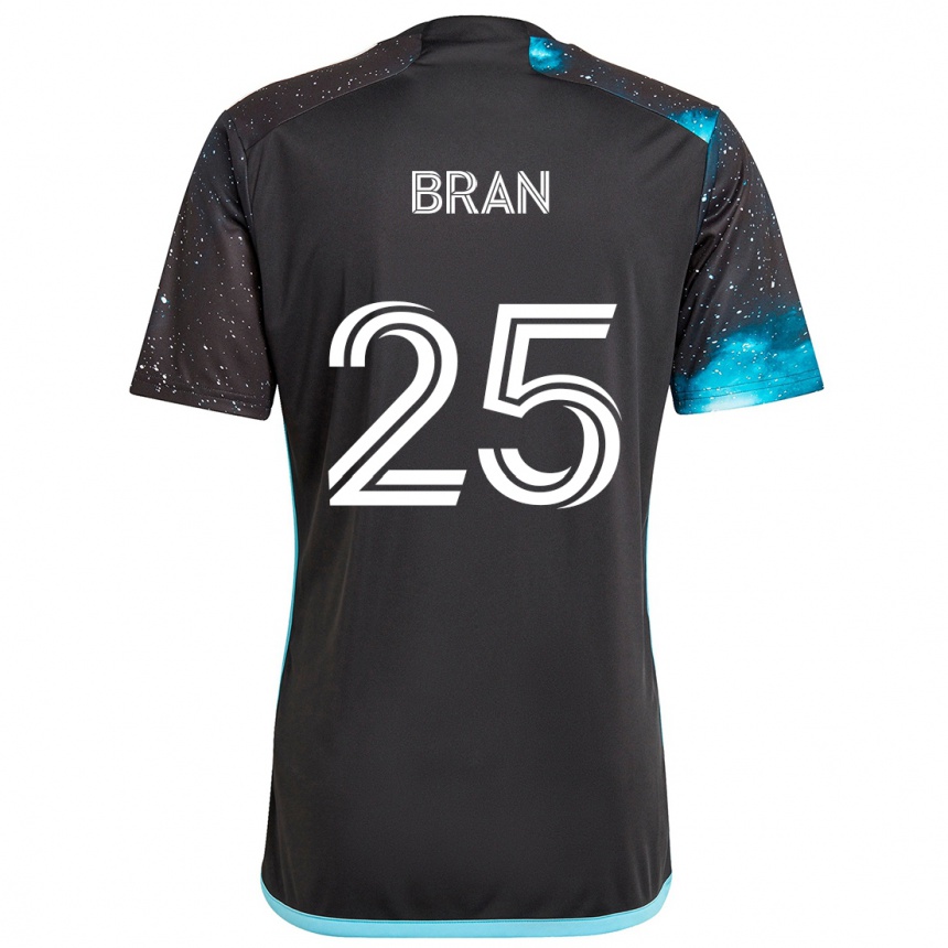 Kids Football Alejandro Bran #25 Black Blue Home Jersey 2024/25 T-Shirt Nz