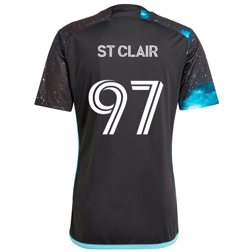 Kids Football Dayne St. Clair #97 Black Blue Home Jersey 2024/25 T-Shirt Nz