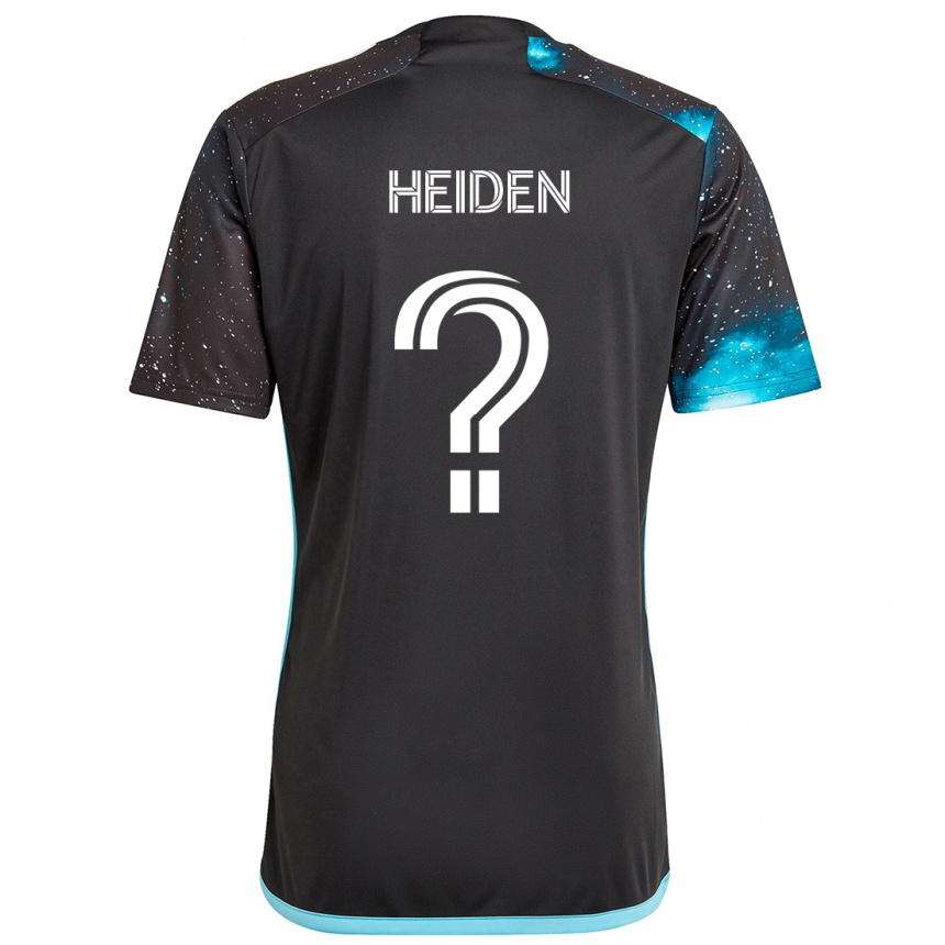 Kids Football Adam Heiden #0 Black Blue Home Jersey 2024/25 T-Shirt Nz