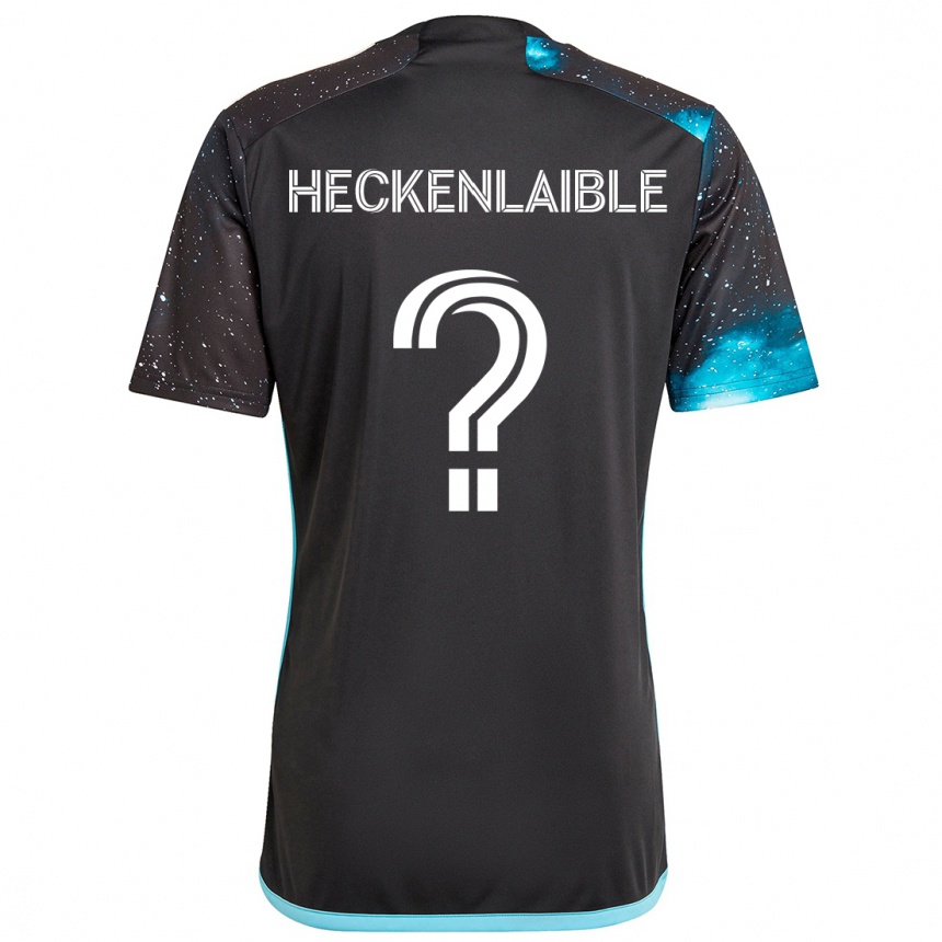 Kids Football Andrew Heckenlaible #0 Black Blue Home Jersey 2024/25 T-Shirt Nz