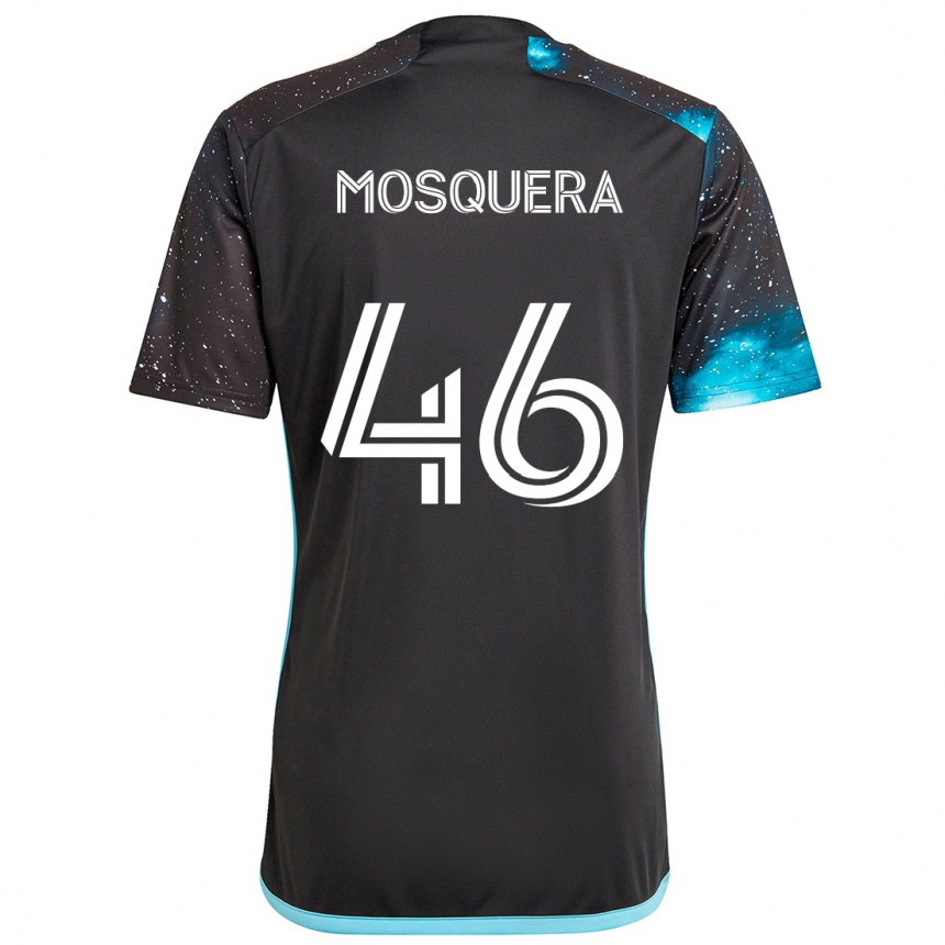 Kids Football Juan Camilo Mosquera #46 Black Blue Home Jersey 2024/25 T-Shirt Nz