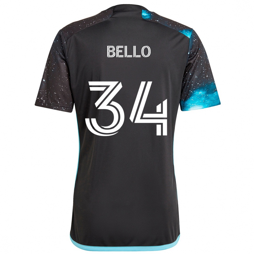 Kids Football Zaydan Bello #34 Black Blue Home Jersey 2024/25 T-Shirt Nz