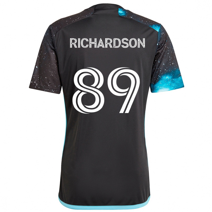 Kids Football Nick Richardson #89 Black Blue Home Jersey 2024/25 T-Shirt Nz