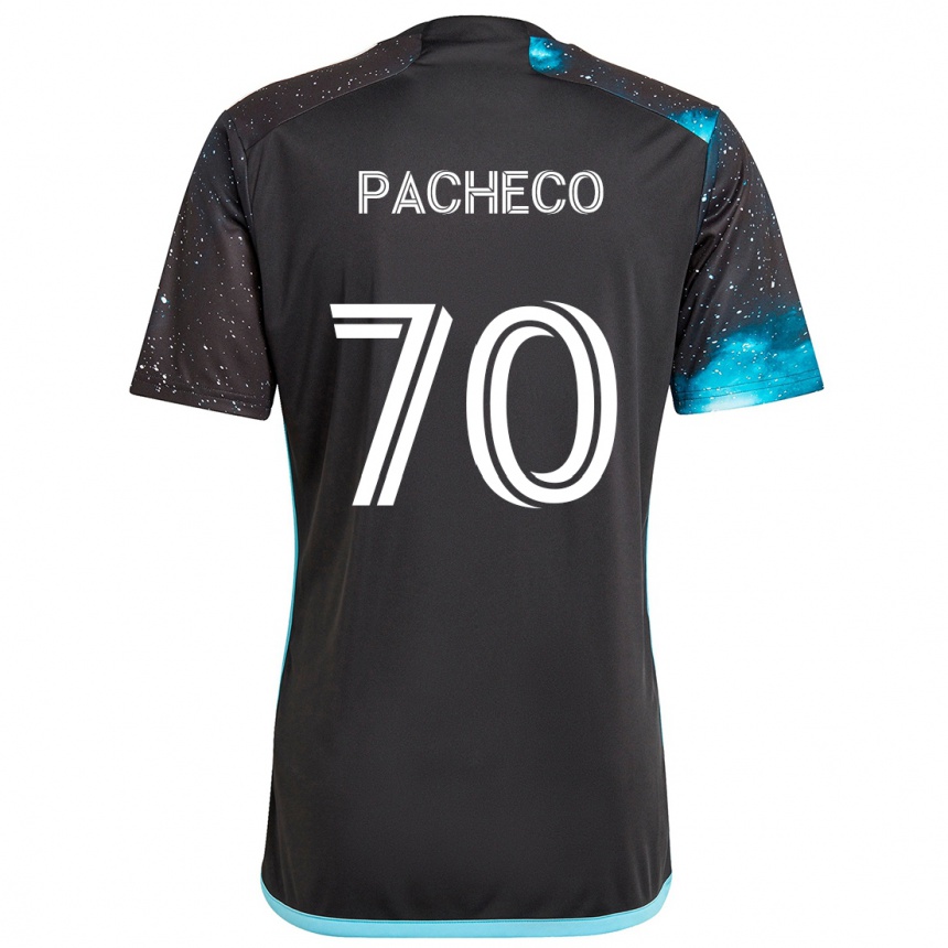 Kids Football Diogo Pacheco #70 Black Blue Home Jersey 2024/25 T-Shirt Nz