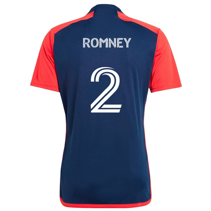 Kids Football Dave Romney #2 Blue Red Home Jersey 2024/25 T-Shirt Nz