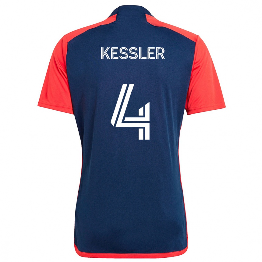 Kids Football Henry Kessler #4 Blue Red Home Jersey 2024/25 T-Shirt Nz