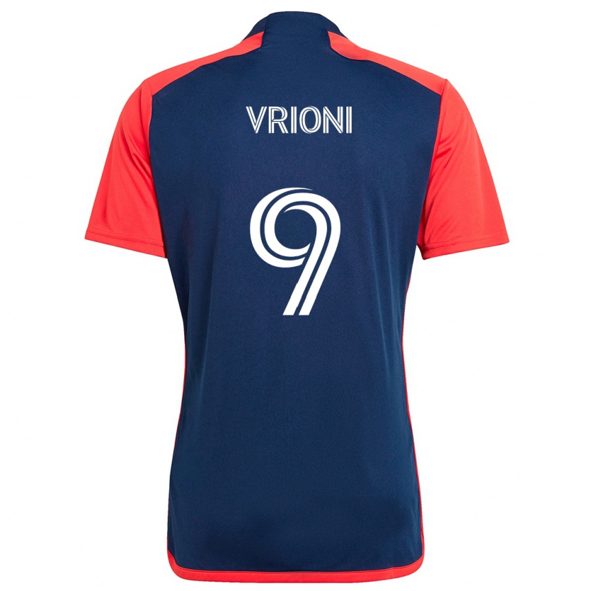 Kids Football Giacomo Vrioni #9 Blue Red Home Jersey 2024/25 T-Shirt Nz