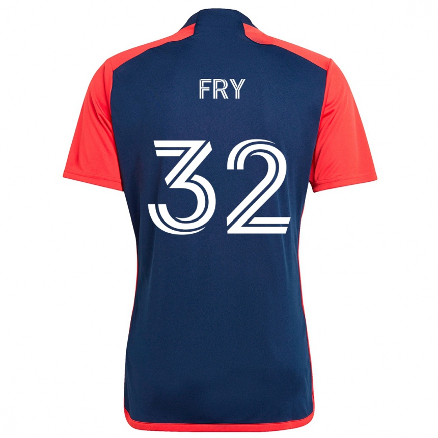 Kids Football Malcolm Fry #32 Blue Red Home Jersey 2024/25 T-Shirt Nz