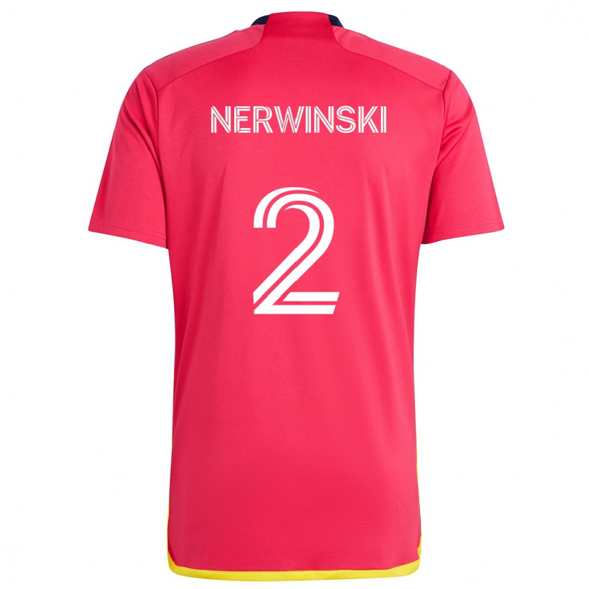 Kids Football Jake Nerwinski #2 Red Blue Home Jersey 2024/25 T-Shirt Nz