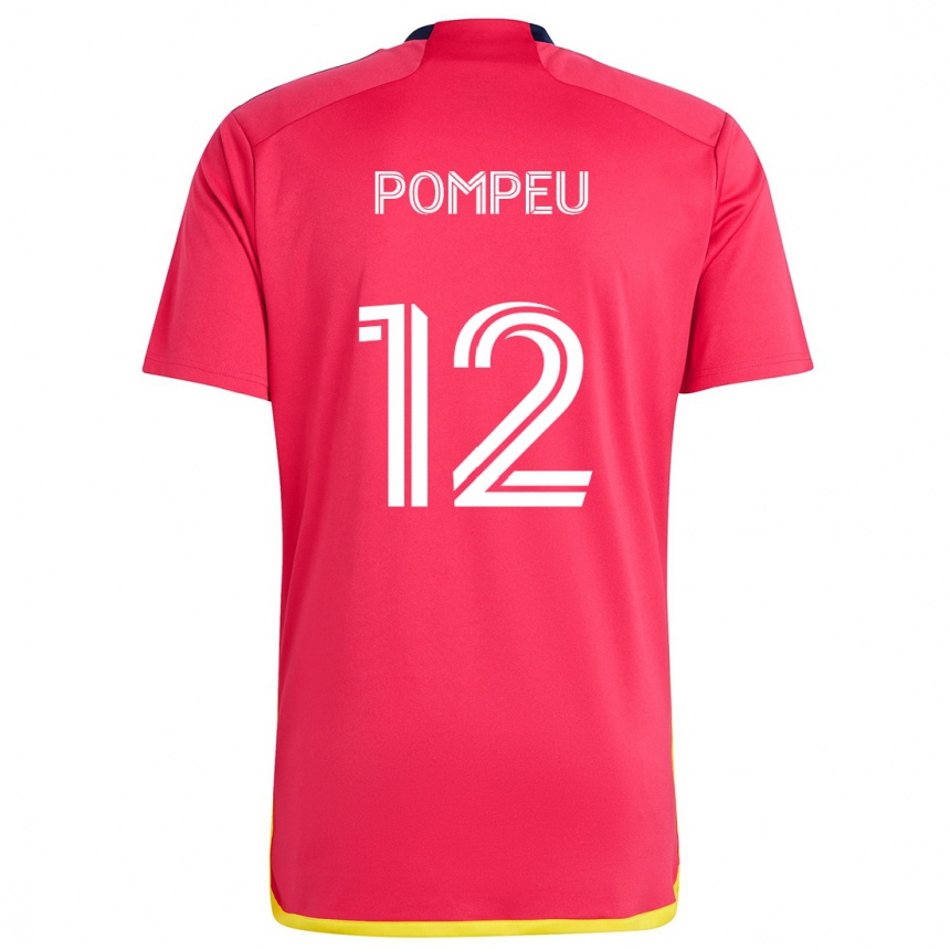 Kids Football Célio Pompeu #12 Red Blue Home Jersey 2024/25 T-Shirt Nz