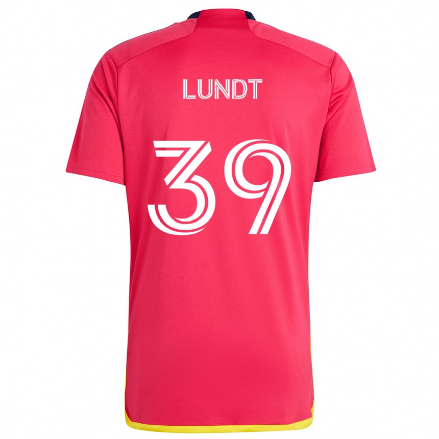 Kids Football Ben Lundt #39 Red Blue Home Jersey 2024/25 T-Shirt Nz