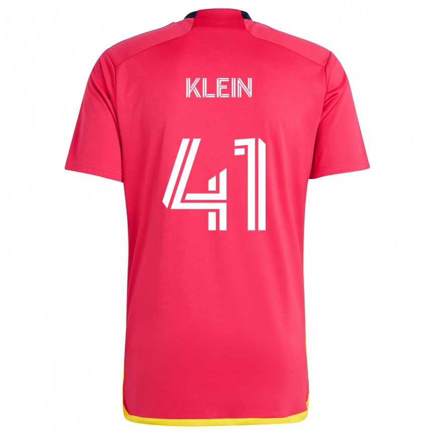 Kids Football Johnny Klein #41 Red Blue Home Jersey 2024/25 T-Shirt Nz