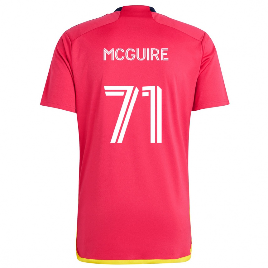 Kids Football Nolan Mcguire #71 Red Blue Home Jersey 2024/25 T-Shirt Nz