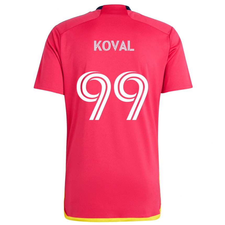 Kids Football Stanislav Koval #99 Red Blue Home Jersey 2024/25 T-Shirt Nz