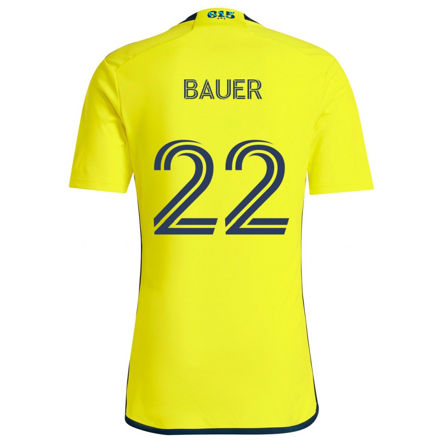 Kids Football Josh Bauer #22 Yellow Blue Home Jersey 2024/25 T-Shirt Nz