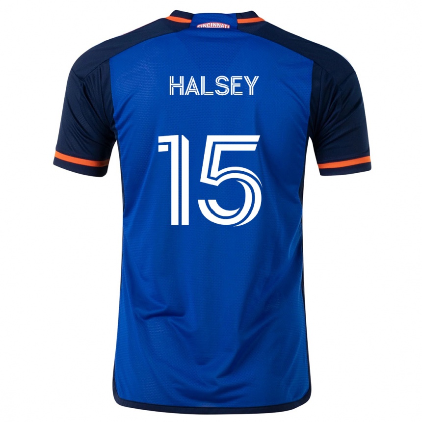 Kids Football Bret Halsey #15 Blue White Home Jersey 2024/25 T-Shirt Nz