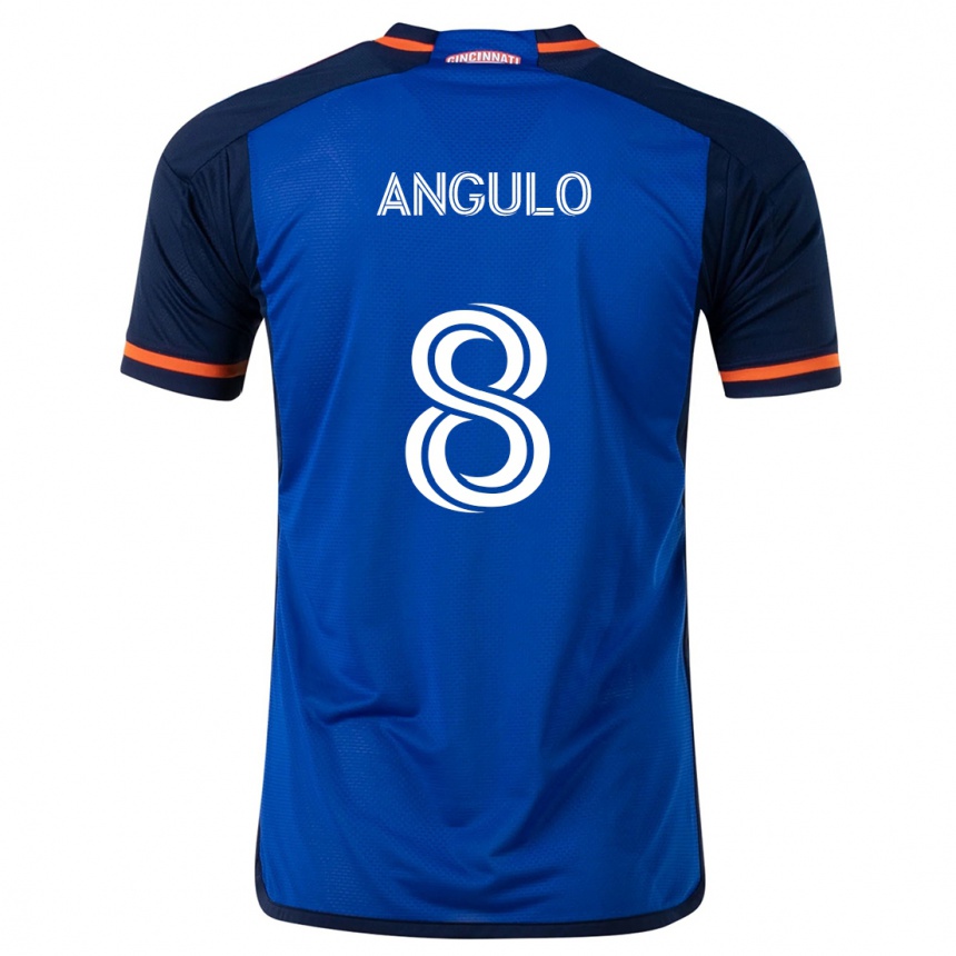 Kids Football Marco Angulo #8 Blue White Home Jersey 2024/25 T-Shirt Nz