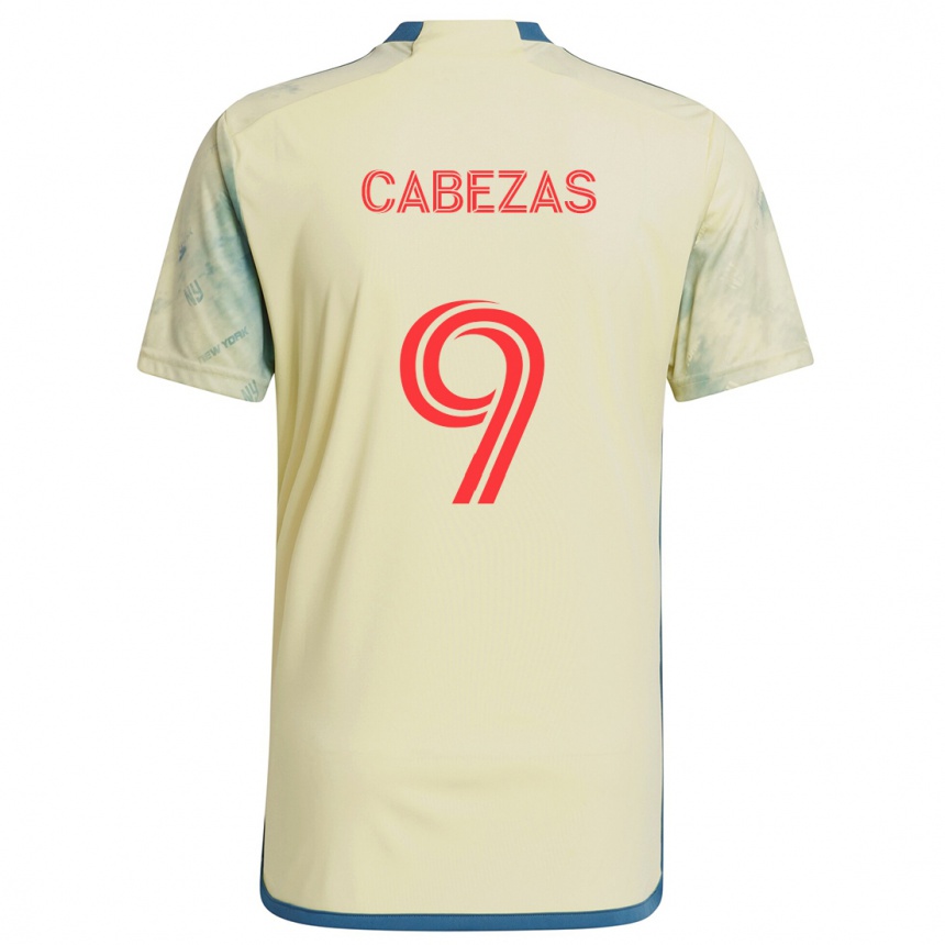 Kids Football Jorge Cabezas #9 Yellow Red Blue Home Jersey 2024/25 T-Shirt Nz