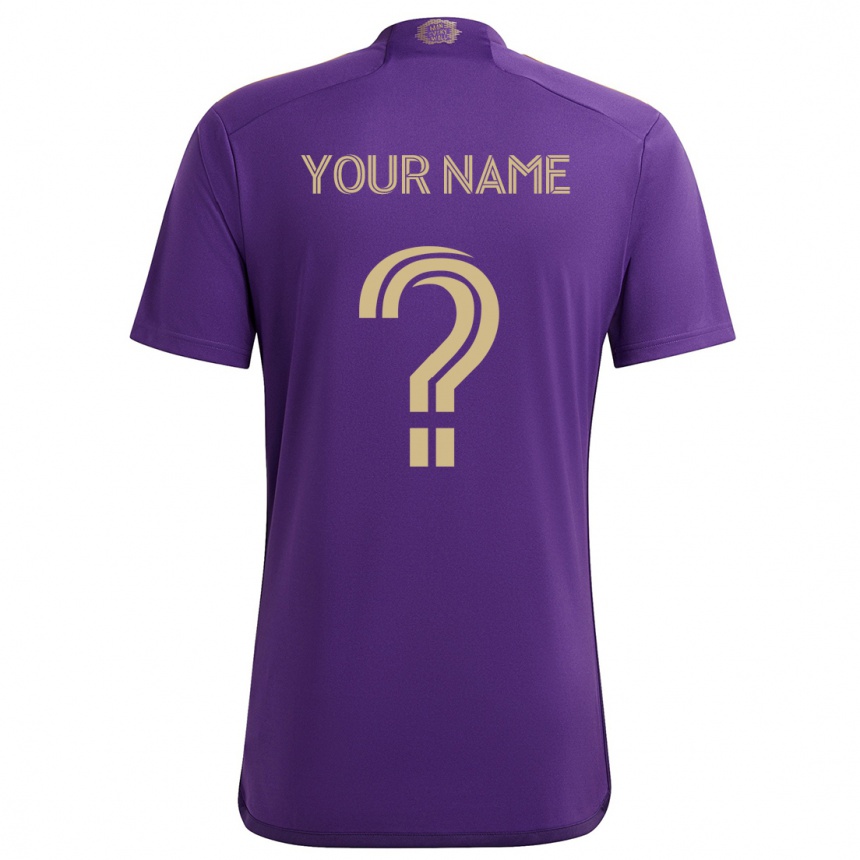 Kids Football Your Name #0 Purple Yellow Home Jersey 2024/25 T-Shirt Nz