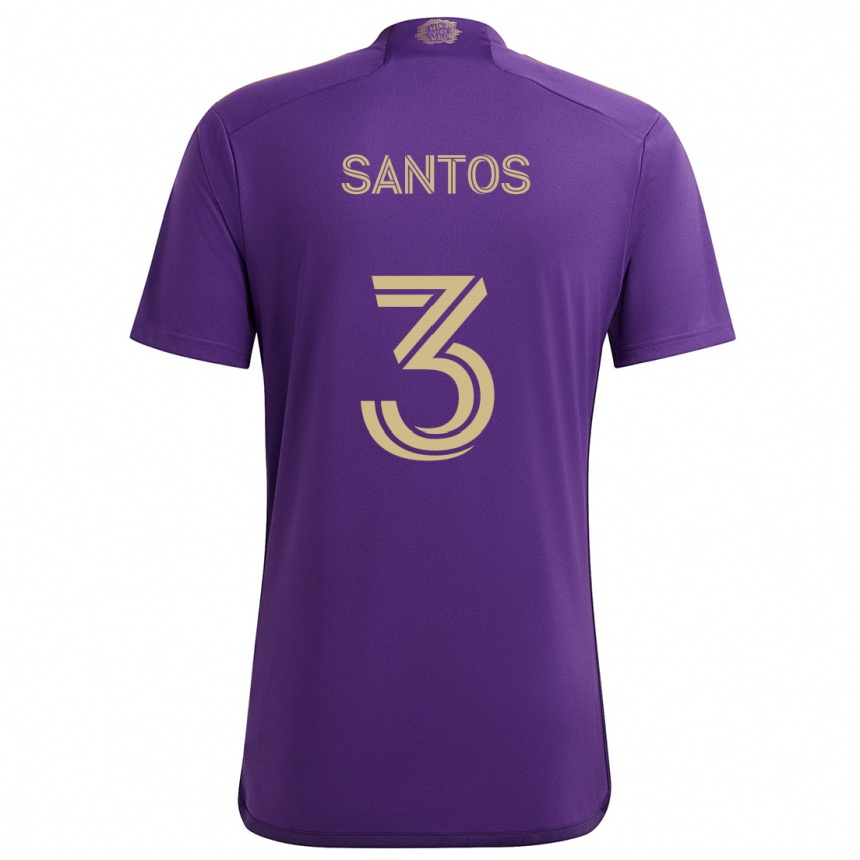 Kids Football Rafael Santos #3 Purple Yellow Home Jersey 2024/25 T-Shirt Nz