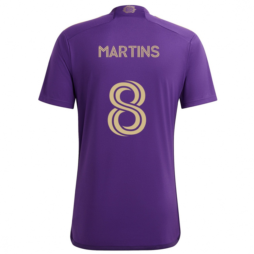 Kids Football Felipe Martins #8 Purple Yellow Home Jersey 2024/25 T-Shirt Nz