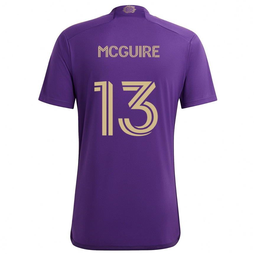 Kids Football Duncan Mcguire #13 Purple Yellow Home Jersey 2024/25 T-Shirt Nz