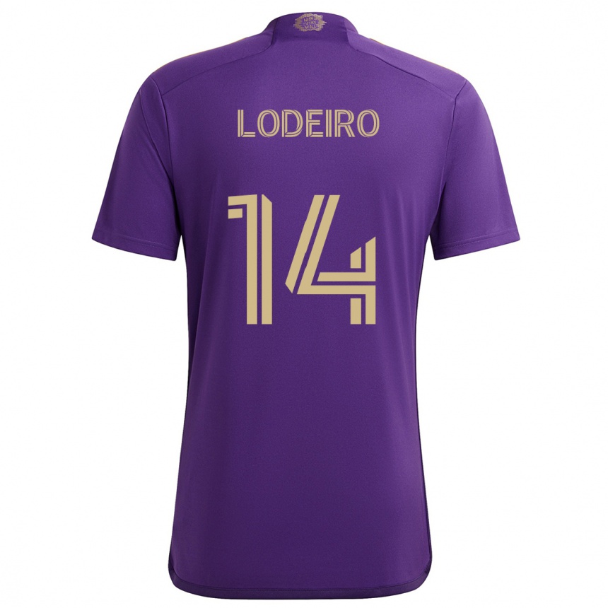 Kids Football Nicolás Lodeiro #14 Purple Yellow Home Jersey 2024/25 T-Shirt Nz