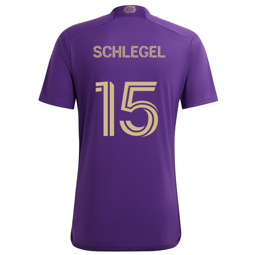 Kids Football Rodrigo Schlegel #15 Purple Yellow Home Jersey 2024/25 T-Shirt Nz