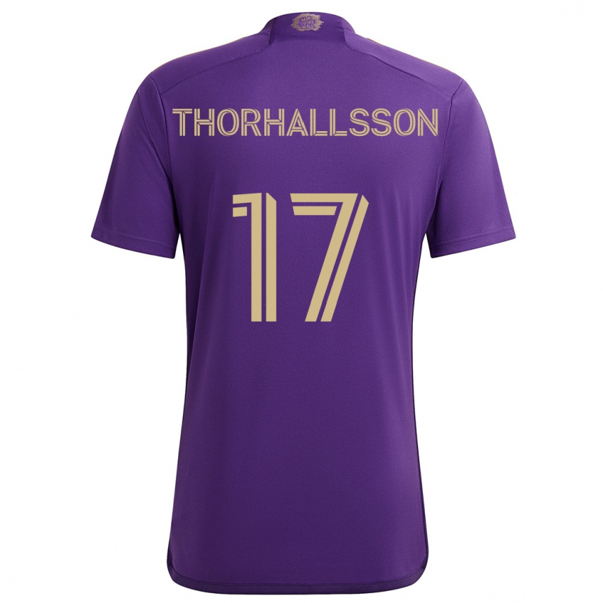 Kids Football Dagur Dan Thórhallsson #17 Purple Yellow Home Jersey 2024/25 T-Shirt Nz