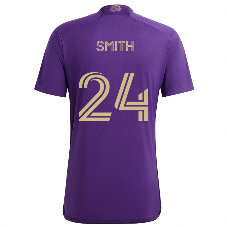 Kids Football Kyle Smith #24 Purple Yellow Home Jersey 2024/25 T-Shirt Nz