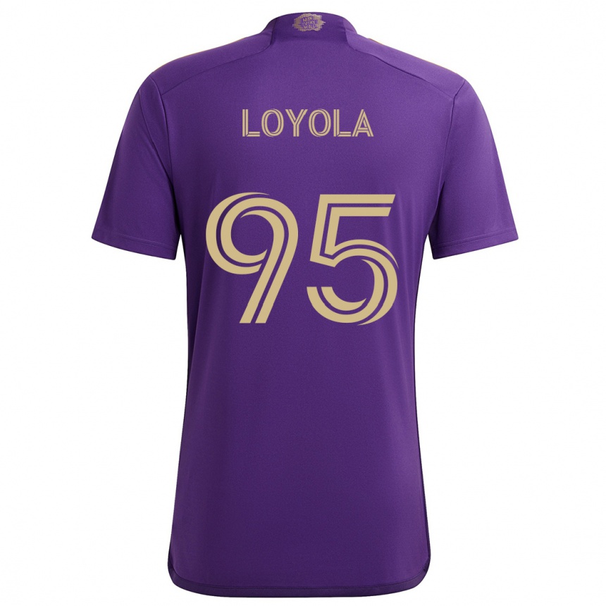 Kids Football Favian Loyola #95 Purple Yellow Home Jersey 2024/25 T-Shirt Nz