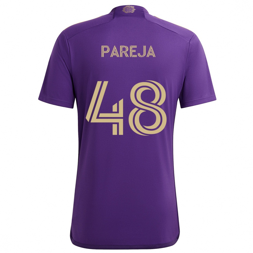 Kids Football Diego Pareja #48 Purple Yellow Home Jersey 2024/25 T-Shirt Nz