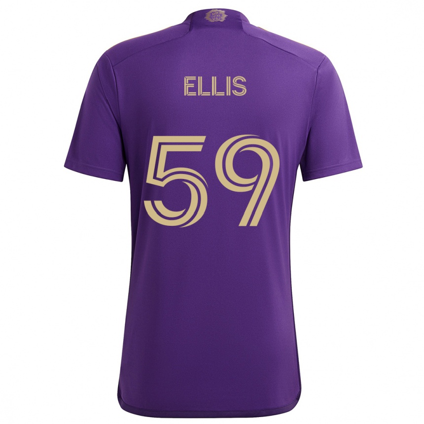 Kids Football Justin Ellis #59 Purple Yellow Home Jersey 2024/25 T-Shirt Nz