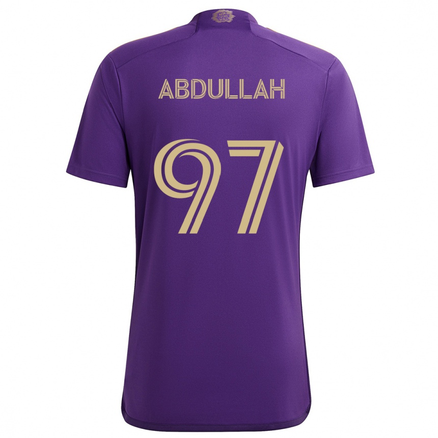 Kids Football Majed Abdullah #97 Purple Yellow Home Jersey 2024/25 T-Shirt Nz