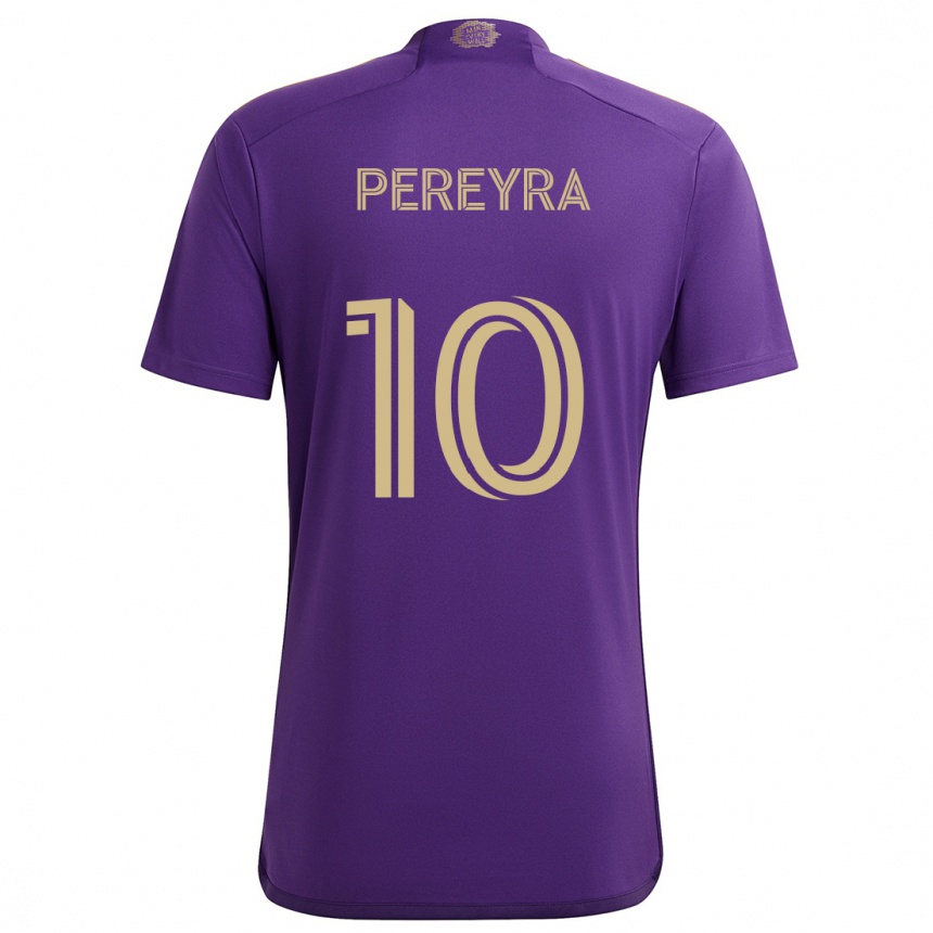 Kids Football Mauricio Pereyra #10 Purple Yellow Home Jersey 2024/25 T-Shirt Nz