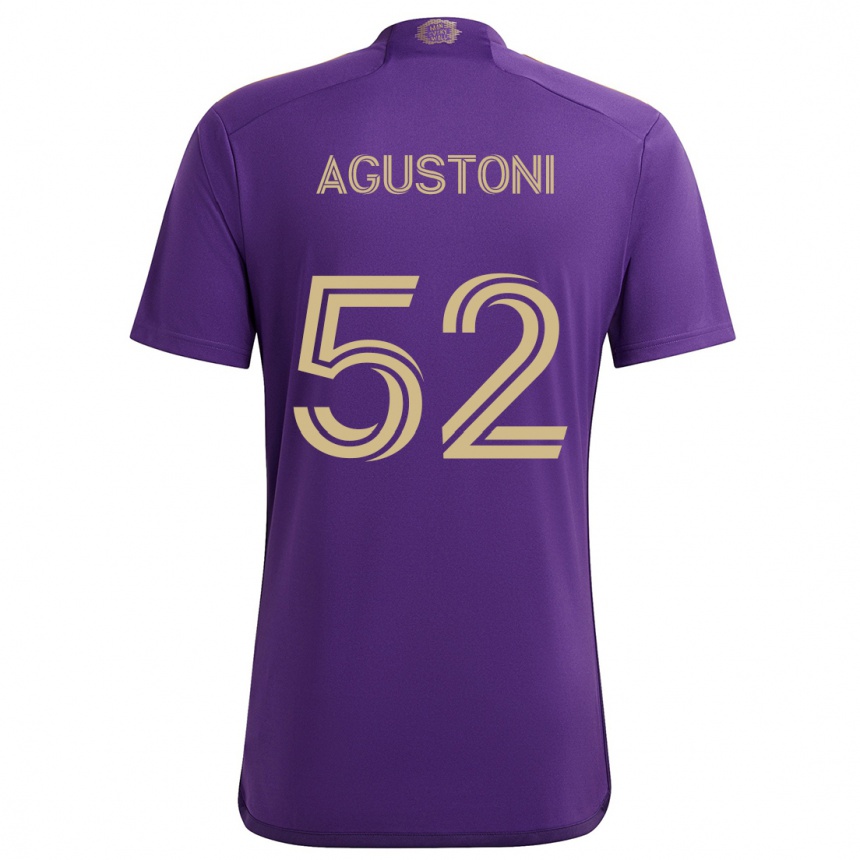 Kids Football Gonzalo Agustoni #52 Purple Yellow Home Jersey 2024/25 T-Shirt Nz