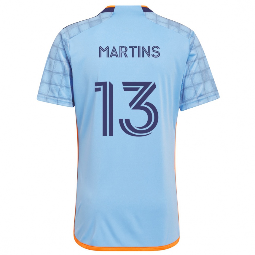 Kids Football Thiago Martins #13 Blue Orange Home Jersey 2024/25 T-Shirt Nz