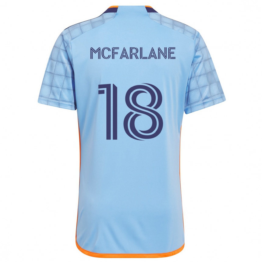 Kids Football Christian Mcfarlane #18 Blue Orange Home Jersey 2024/25 T-Shirt Nz