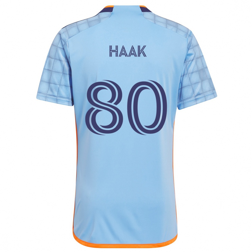 Kids Football Justin Haak #80 Blue Orange Home Jersey 2024/25 T-Shirt Nz