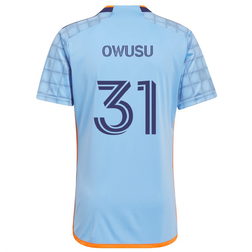 Kids Football Samuel Owusu #31 Blue Orange Home Jersey 2024/25 T-Shirt Nz