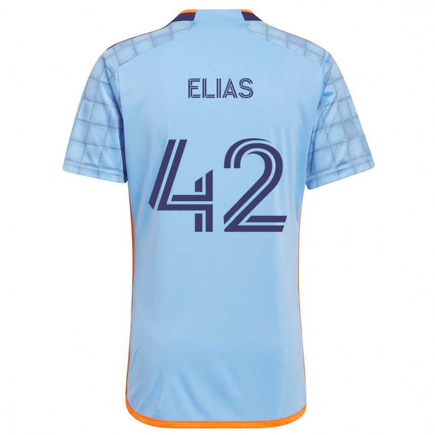 Kids Football Piero Elias #42 Blue Orange Home Jersey 2024/25 T-Shirt Nz